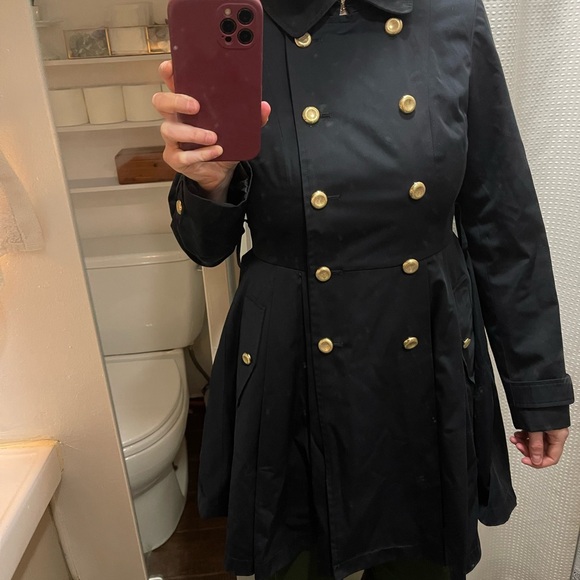 Bebe Black Pleated Bottom Pea Coat- Size Small - Picture 4 of 13